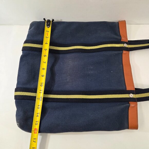 Tory Burch Large Pacey Book Tote Bag Blue Canvas Large Logo Purse - Picture 14 of 16